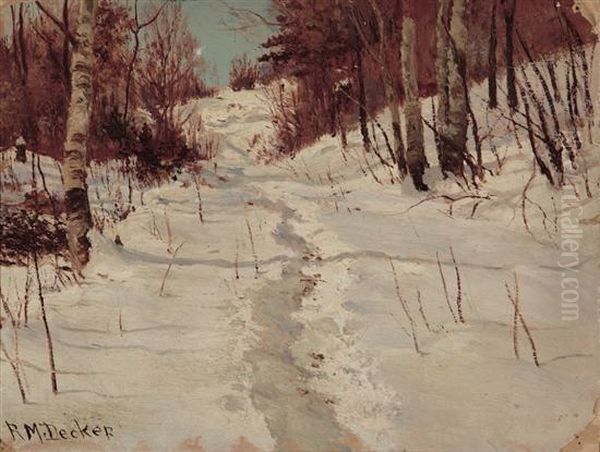 Winter Path Oil Painting by Robert Melvin Decker