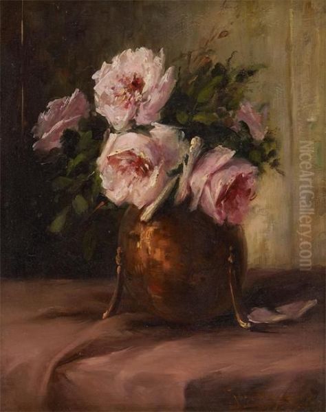 Vase Fleuri De Roses Oil Painting by Jan Deckers