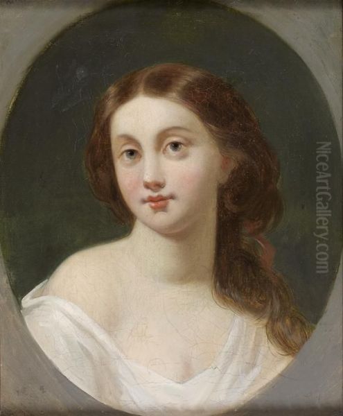 Jeune Femme En Buste Dans Un Ovale Peint Oil Painting by Pierre-Joseph Dedreux-Dorcy