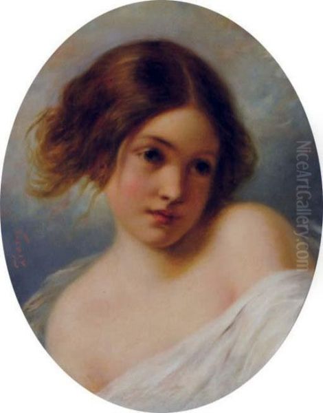 A Young Girl Oil Painting by Pierre-Joseph Dedreux-Dorcy