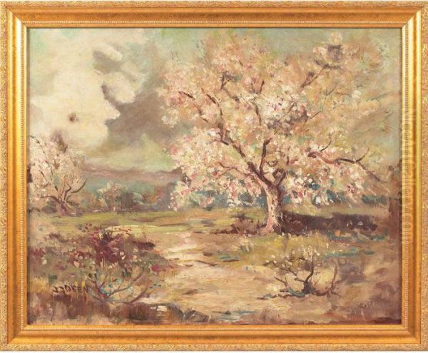 Flowering Tree Oil Painting by Ira J Deen