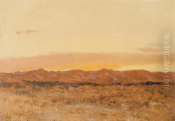 Mexico (orange Sunset) Oil Painting by Lockwood Deforest