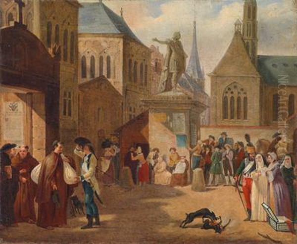 Die Aufhebung Der Kloster Unter Kaiser Joseph Ii. Oil Painting by Leonard Defrance