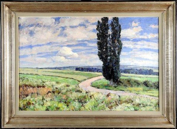 Paysage Au Cypres Oil Painting by Henri Deglume