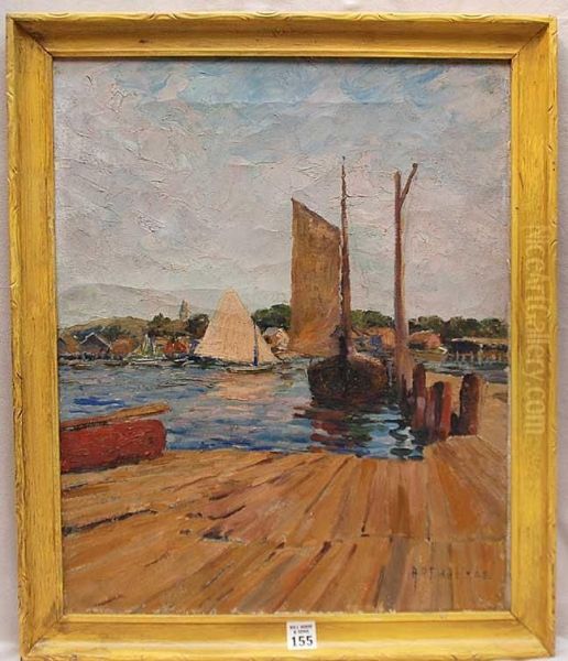 Harbor Scene Oil Painting by Alice Preble Dehaas