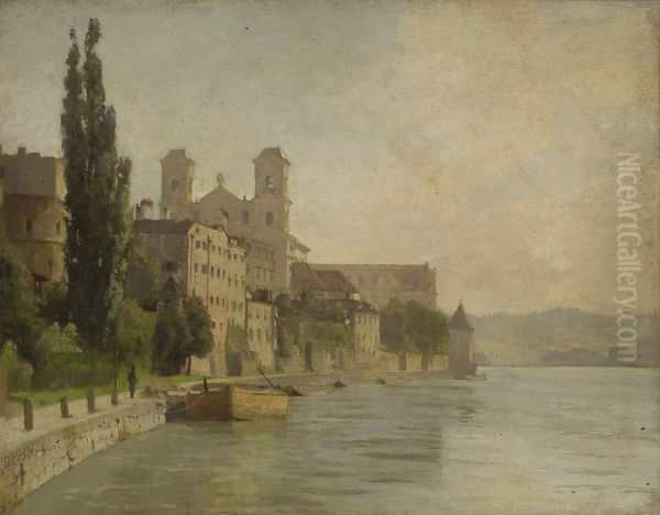 Passau - Partie Bei St. Michael. Oil Painting by Georg Dehn