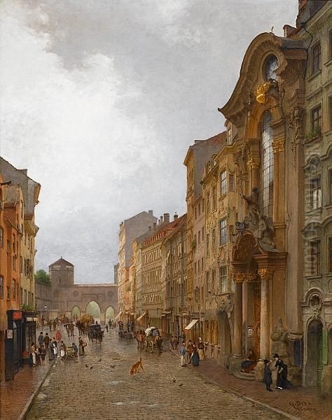 The Sendlinger Gate, Munich Oil Painting by Georg Dehn