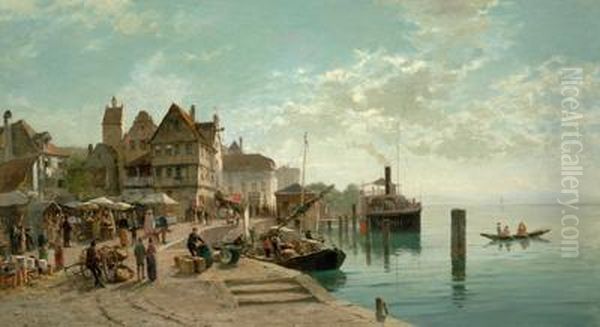 Stadt Am Bodensee Oil Painting by Georg Dehn