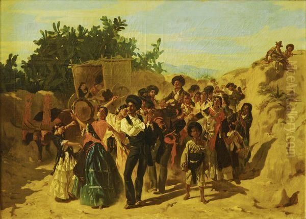 Bohemiens Et Bohemiennes Au Retour D'une Fete En Andalousie Oil Painting by Alfred Dehodencq