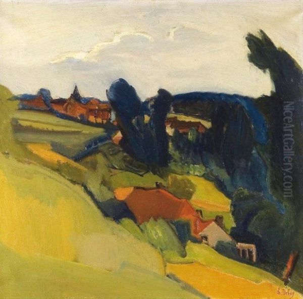 Paysage A Linkebeek Oil Painting by Charles Dehoy