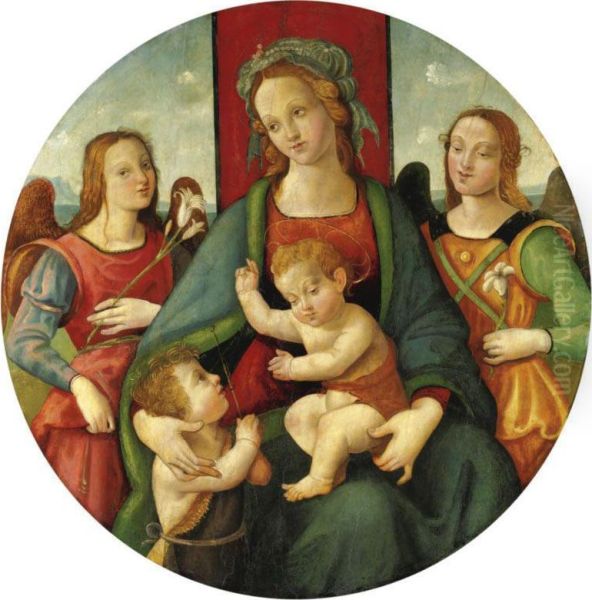 Madonna Con Bambino, San Giovannino E Angeli Oil Painting by Raffaellino del Garbo