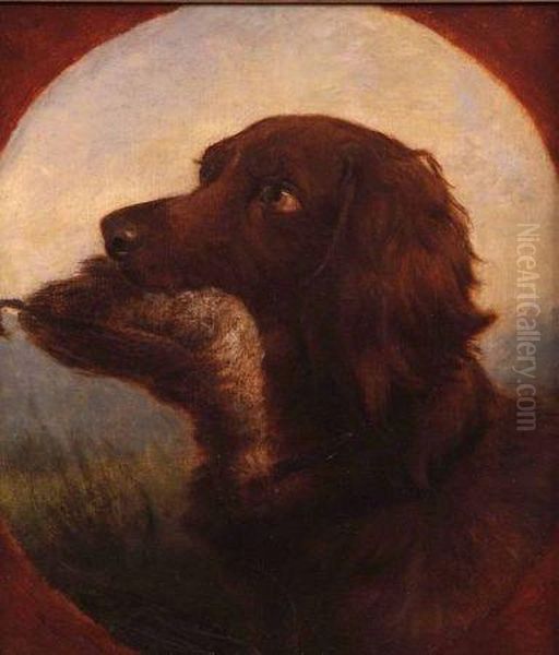 A Gundog With Game Oil Painting by Johannes Christian Deiker