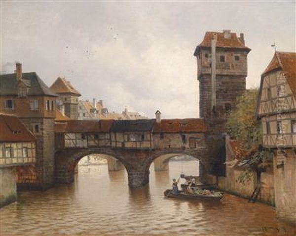 The Henkerssteg In Nuremberg Oil Painting by Heinrich Deiters