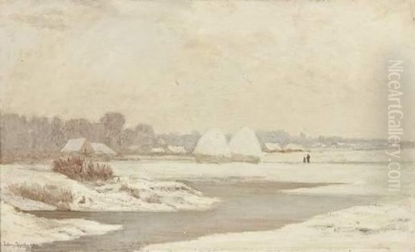 Paysage Sous La Neige Oil Painting by Julien Adolphe Dejardin