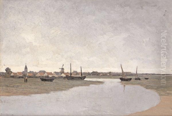 Maree Basse Oil Painting by Julien Adolphe Dejardin