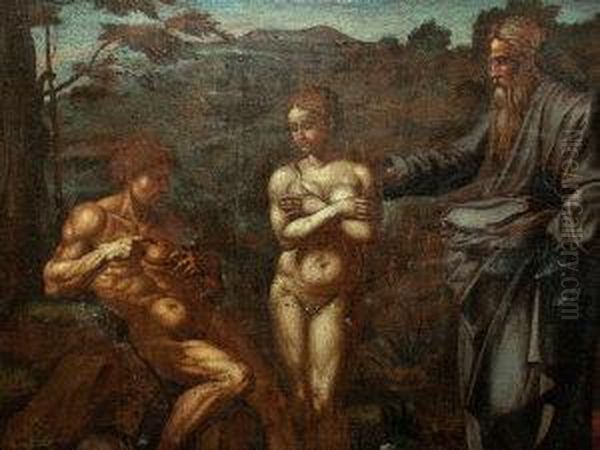 The Expulsion Of Adam And Eve Oil Painting by Domenico Del Barbiere