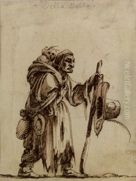 A Beggar Carrying An Infant Oil Painting by Baccio del Bianco