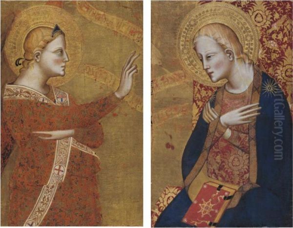 The Archangel Gabriel And The Virgin Annunciate Oil Painting by Giovanni del Biondo