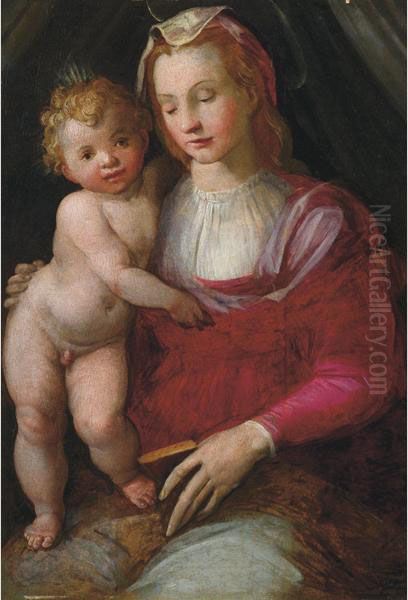 Madonna Col Bambino Oil Painting by Francesco Brini Active Florence