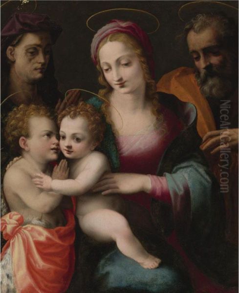 The Holy Family With The Young Saint John The Baptist And Saint Elizabeth Oil Painting by Francesco Brini Active Florence