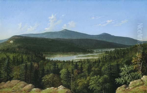 ''twin Lakes & Catskill Mountain House'' Oil Painting by Albertus Orient Del Browere