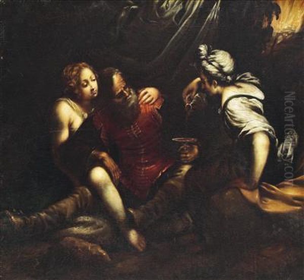 Lot And His Daughters Oil Painting by Francesco del Cairo