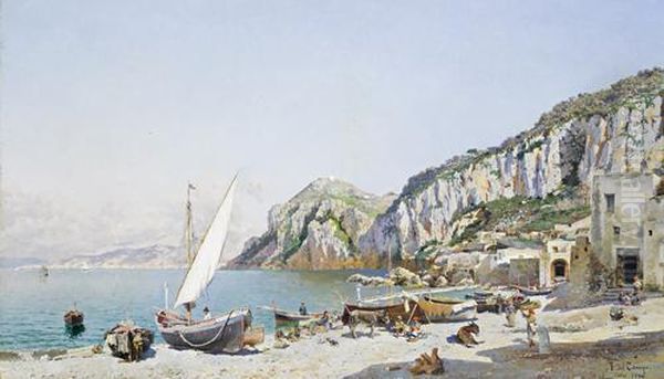 Beach At Capri Oil Painting by Federico del Campo