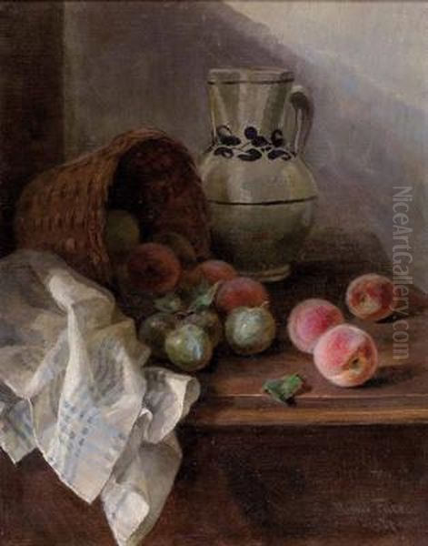 Stillleben Mit Obst Und Krug Oil Painting by Rosina Del Fabro