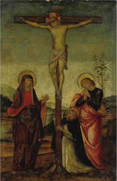 Crucifixion With Mary And Saints Oil Painting by Raffaello De'Carli Del Garbo