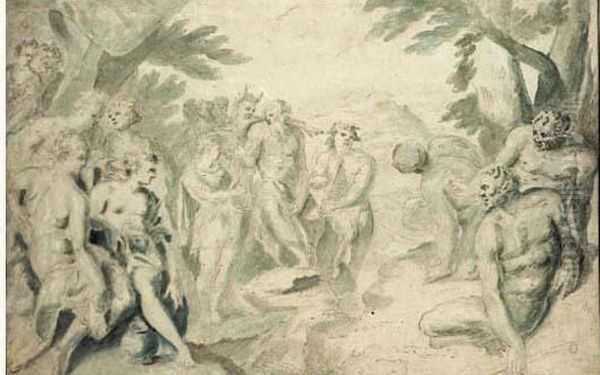 Le Concours De Pan Et D'apollon Oil Painting by Battista Angelo Del Moro