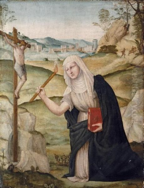 Saint Bridget Oil Painting by Girolamo Del Pacchia