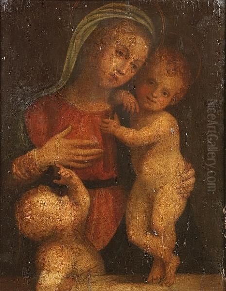 The Madonna And Child With The Infant Saint John The Baptist Oil Painting by Girolamo Del Pacchia