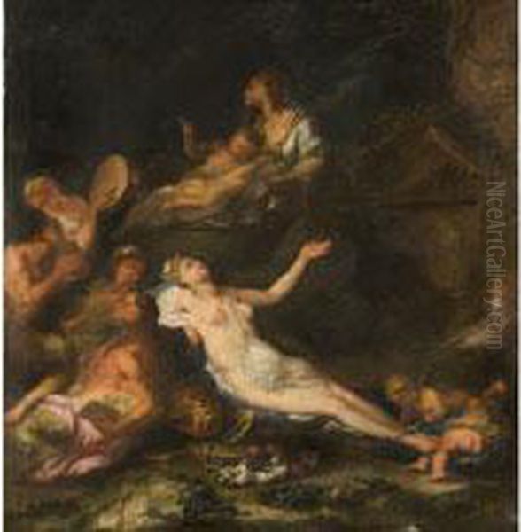 Allegorische Bacchanal-szene Oil Painting by Giacomo del Po