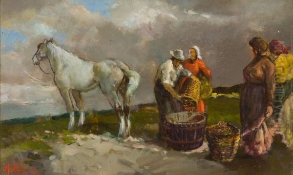 La Vendemmia Oil Painting by Alfredo Del Sordo