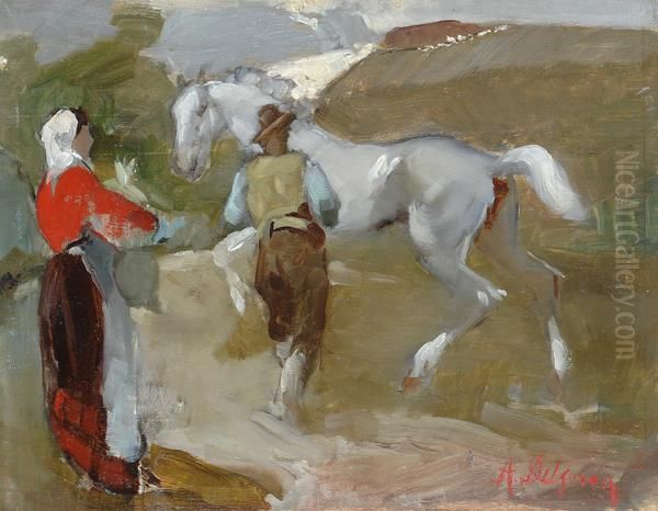 Figure Ecavallo Oil Painting by Alfredo Del Sordo