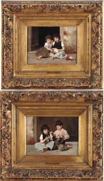 Petits Enfants De Rues Oil Painting by Giulio Del Torre