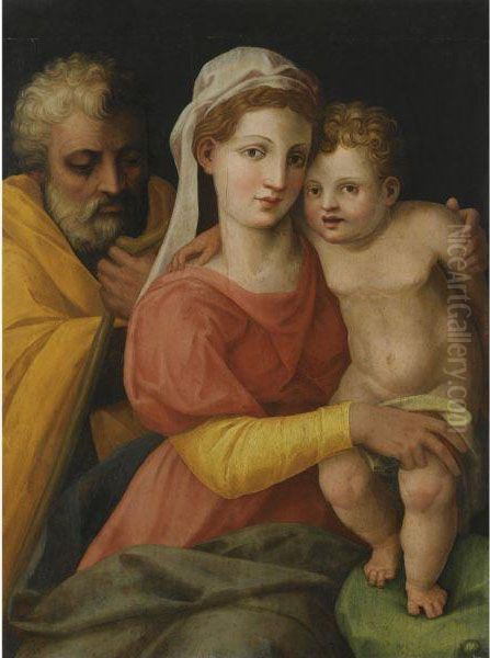 The Holy Family Oil Painting by Perino del Vaga (Pietro Bonaccors)