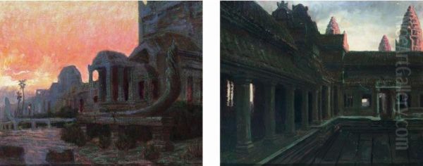 Angkor Vat Oil Painting by Andre Delacroix