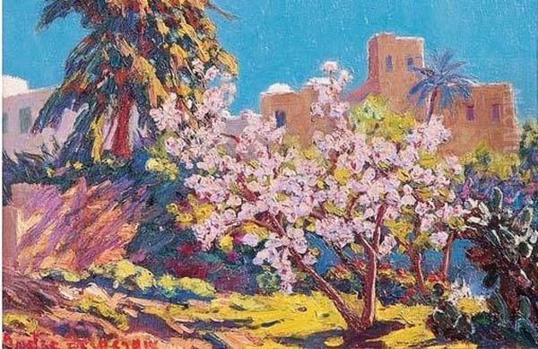 < Coin De Jardin Pres De La Fontaine, Sidi Bou Said, 14er Avril 1933 Au Matin >. Oil Painting by Andre Delacroix