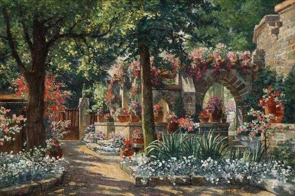 Le Jardin En Ete Oil Painting by Pauline Delacroix-Garnier