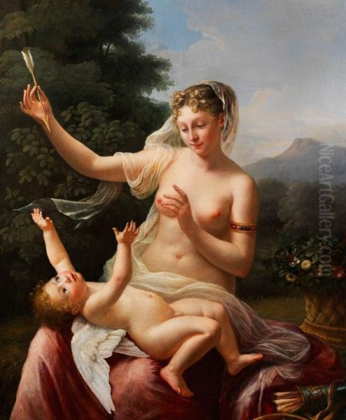 Venus Und Amor Oil Painting by Pierre-Maximilien Delafontaine