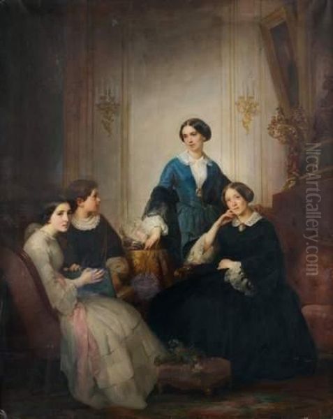 Portrait De La Famille Lyautey Oil Painting by Theodore Didier Delamarre