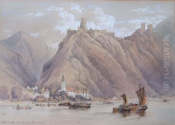 Steinberg And Libenstien On The Rhine Oil Painting by William Alfred Delamotte