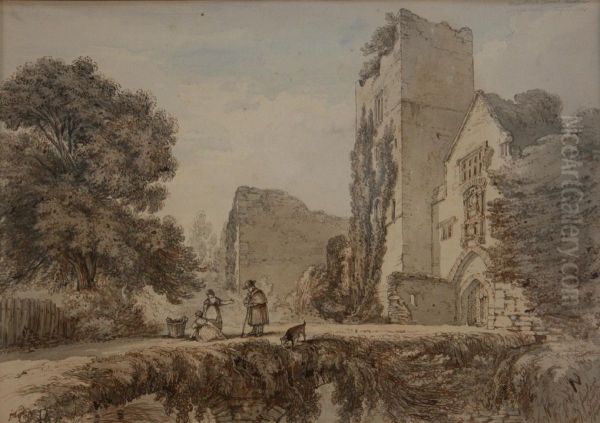 Ludlow Castle Oil Painting by William Alfred Delamotte