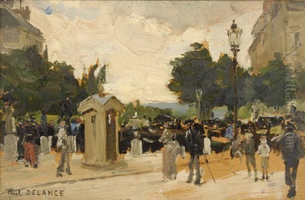 Place De L'etoile A L'avenue De Boulogne - Le Retour Des Courses Oil Painting by Paul-Louis Delance