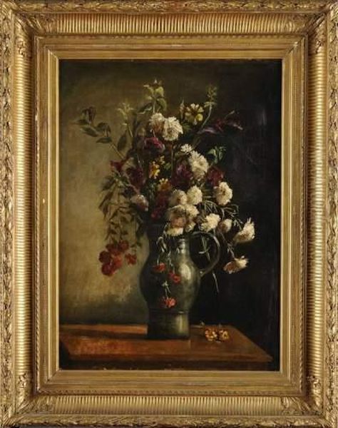 Bouquet De Fleurs Dans Unpichet Oil Painting by Hippolyte Pierre Delanoy