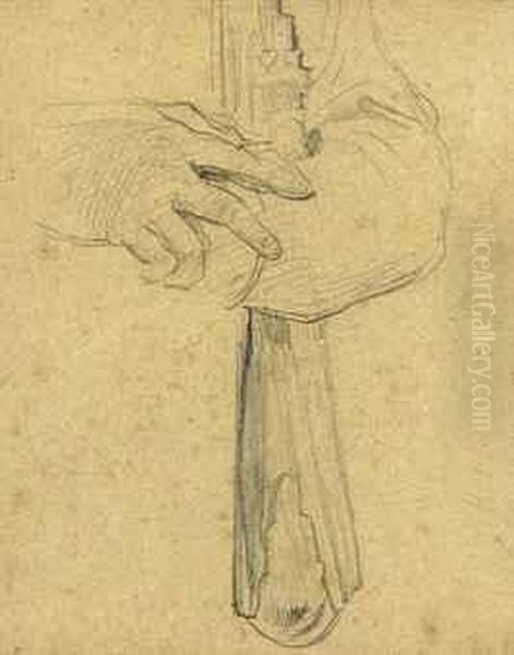 The Hands Of A Bagpipe-player Oil Painting by Hippolyte (Paul) Delaroche