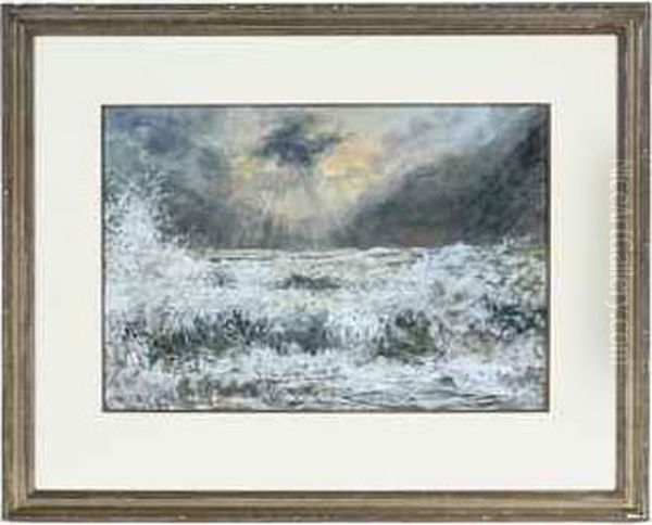 Treport Sur Mer, Tempete Du 1er Septembre Oil Painting by Eugene Delatre