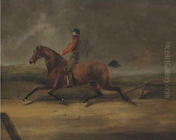 Flying Dutchman Ridden By Hiram Woodruff Oil Painting by Henri Delattre