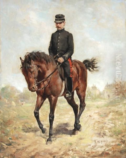 Militar A Caballo Oil Painting by Jules Delaunay